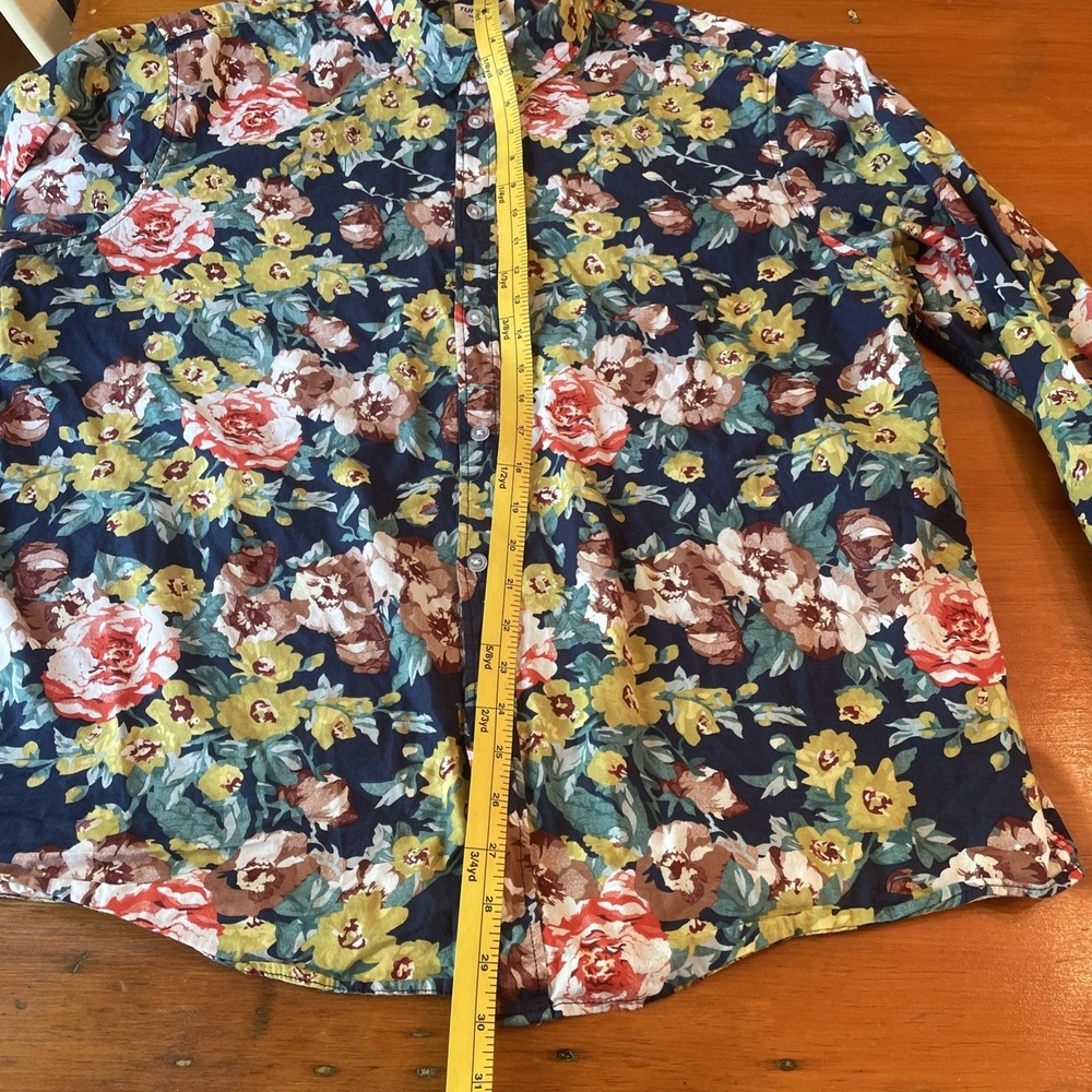 Tunevuse Men's Regular Fit Size XL Floral Collar Button Down Shirt Long Sleeve - Picture 10 of 13